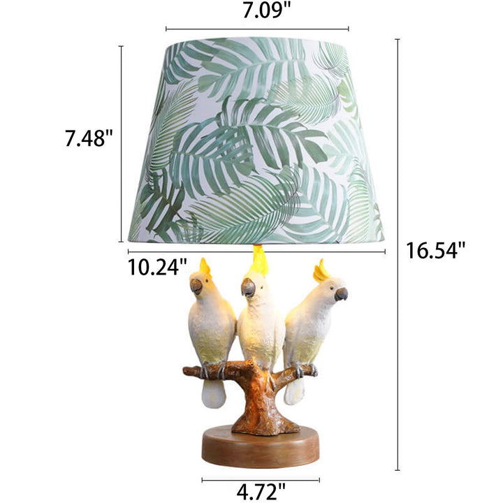 Nordic Leaf Fabric Harz Vogel Design 1-Licht Tischlampe 