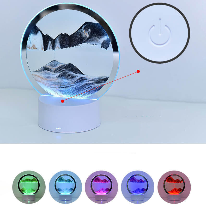 Lampe de table Creative Round Hourglass Quicksand 3D LED Night Light 