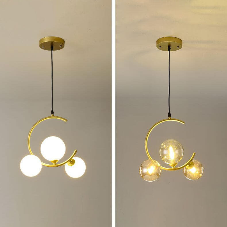 Scandinavian Minimalist Round Ball Glass 1/3-Light Island Light Chandelier