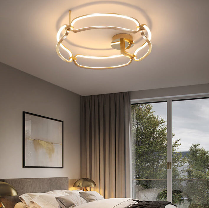 Modern Simple Ring Combination Design LED Semi-Flush Mount Light