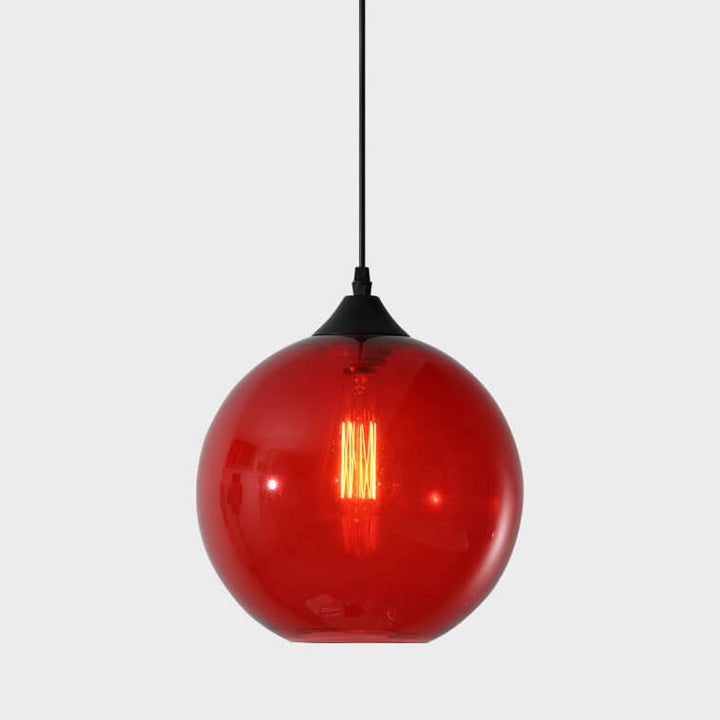 Moderner minimalistischer 1-flammiger Pendelleuchte aus farbigem Rundglas und Eisen für das Wohnzimmer 