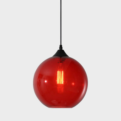 Lustre Suspendu Minimaliste Nordique en Verre Rond Teinté à 1 Lumière 