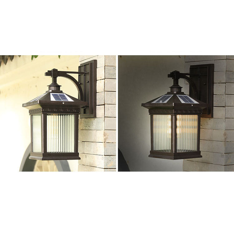 Solar Outdoor Square Cage LED Waterproof Patio Wall Sconce Lamp