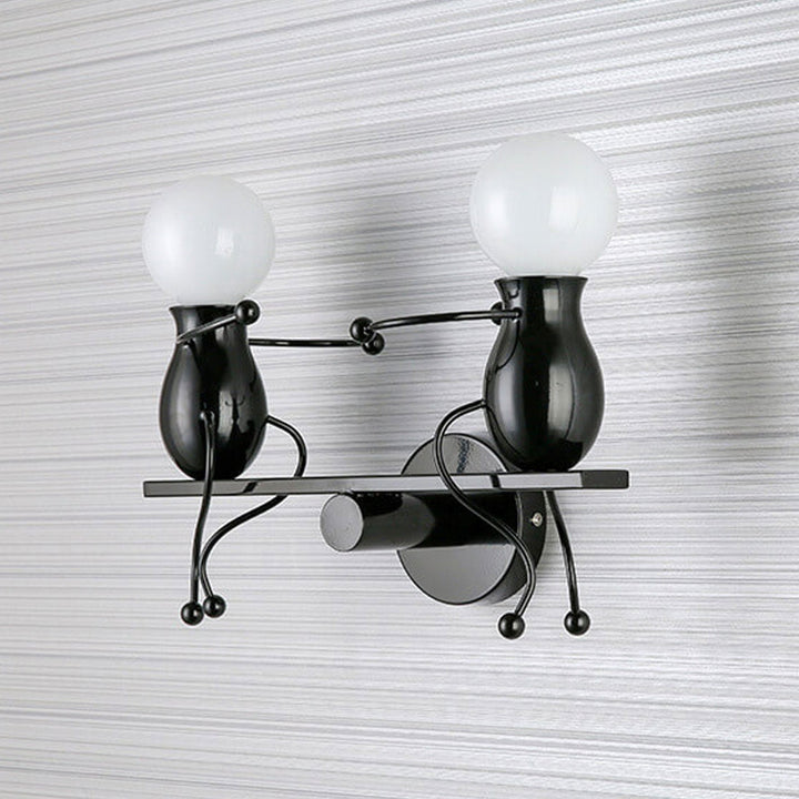 Moderna Creativa Dos Pequeñas Personas Lámpara Aplique de Pared de 2 Luces 