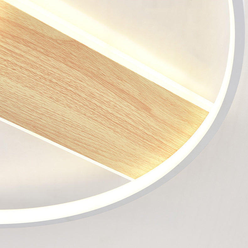ضوء السقف LED المثبت على السطح بتصميم حلقي هندسي وحبيبات خشبية تقليدية صينية مزيفة لغرفة المعيشة 