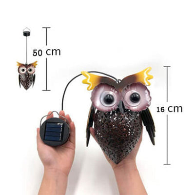 Lumière suspendue extérieure LED solaire étanche en fer forgé creux avec motif de hibou 