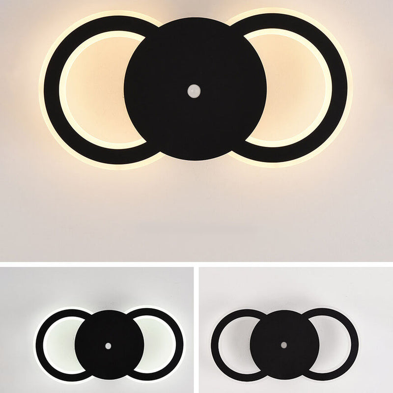 Moderne minimalistische Deckenleuchte aus schwarzem und weißem Metall mit LED 