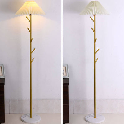 Nordische minimalistische plissierte Lampenschirm-Baum-Zweig-Stehlampe mit 1 Licht