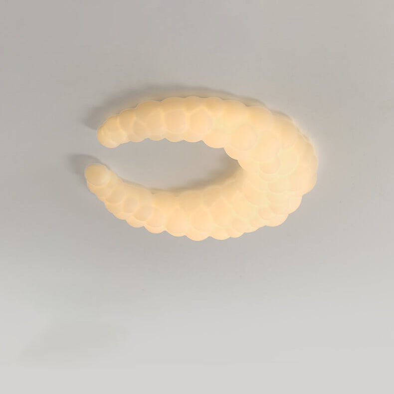 Nordic Minimalist Milk White Crescent LED Flush Mount Ceiling Light