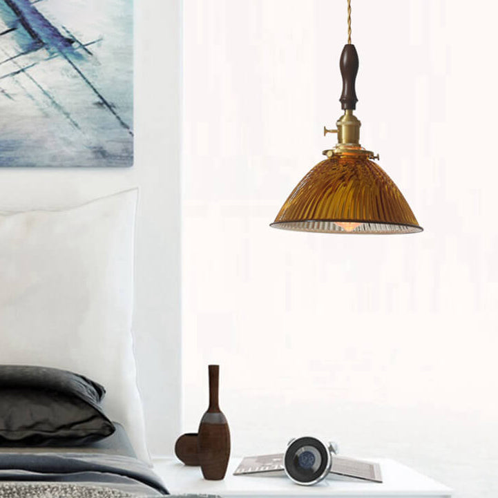 Suspension Luminaire Moderne Rétro Couleur Unie Laiton Verre Fer 1 Lumière 