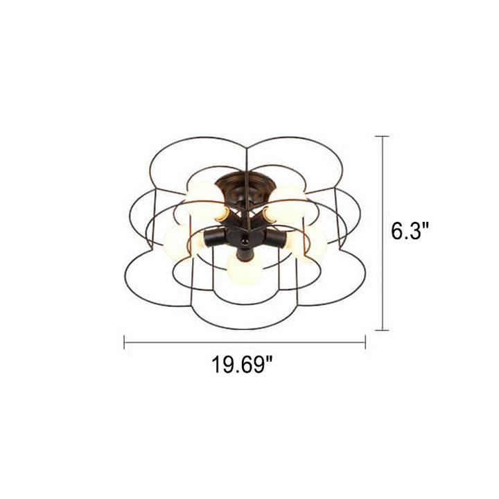 Nordic Creative Iron Petals 5-Light Semi-Flush Mount Ceiling Light