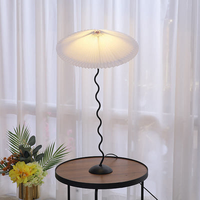 Vintage Danish Pleated Umbrella Bend Base 1-Light Table Lamp