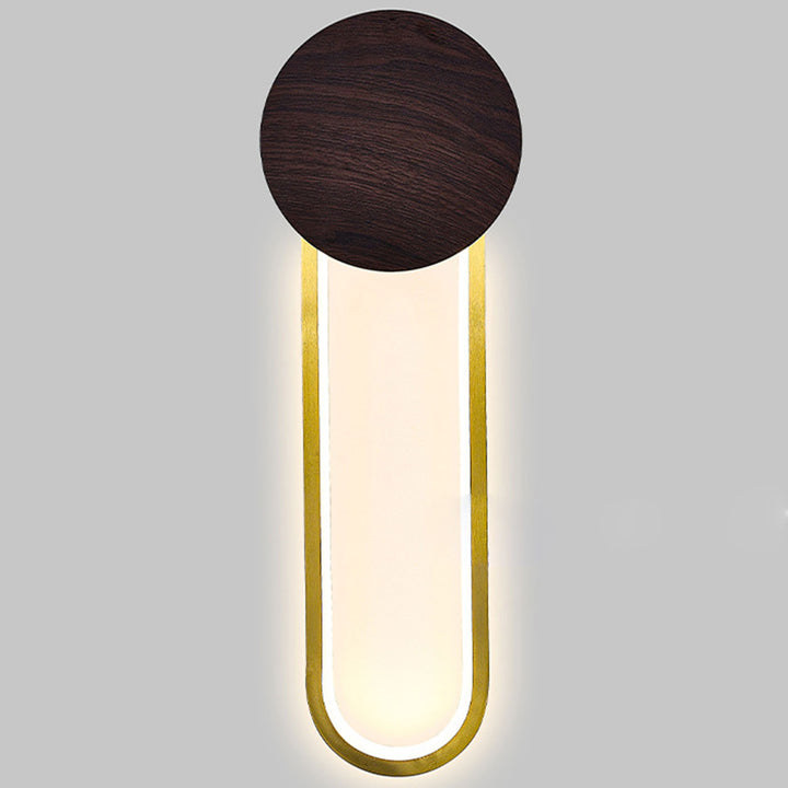Lámpara de pared LED de hierro forjado redonda de grano de madera minimalista moderna 