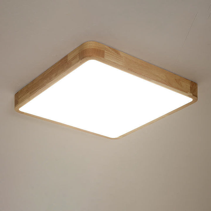 Modern Minimalist Solid Wood Round Square Tatami LED Flush Mount Ceiling Light for Living Room