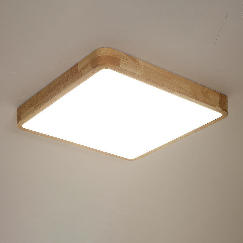 Modern Minimalist Solid Wood Round Square Tatami LED Flush Mount Ceiling Light