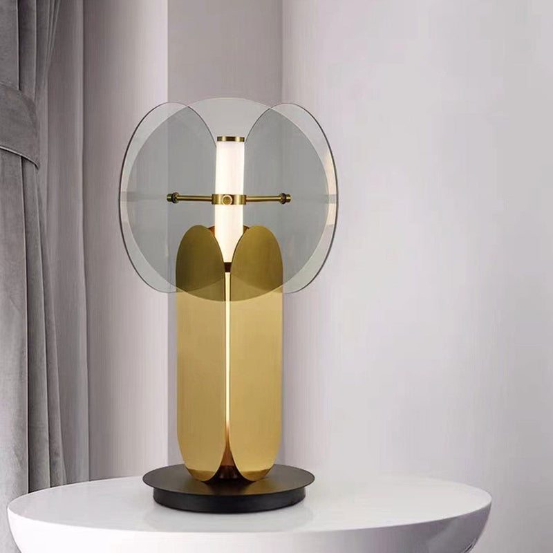 Lampe de table LED en fer et verre d&