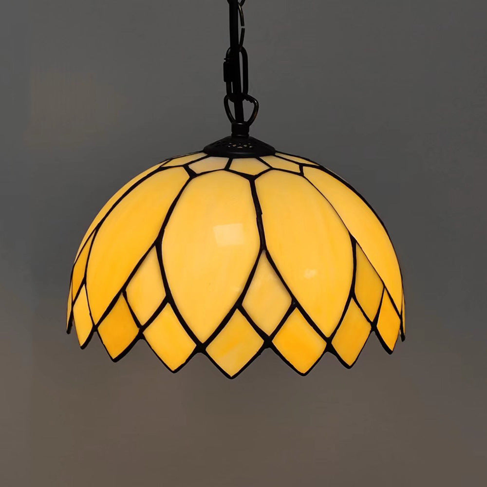 Traditional European Style Milk White Glass Resin Metal Dome 1-Light Pendant Light