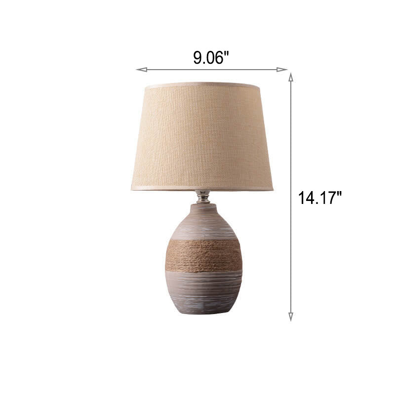 European Style Twine Fabric Ceramic Base 1-Light Table Lamp