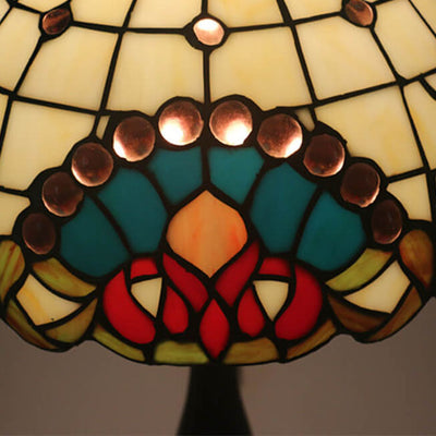 European Tiffany Baroque Gem Stained Glass 1-Light Table Lamp