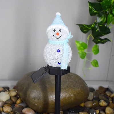 Christmas Solar Plastic Rice Ball Snowman 1-Light LED Floor Lamp