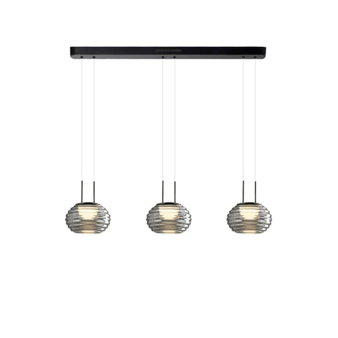 Italienische Minimalistische Wasserwelle Runde Glas Lange Bar Insel Licht 3-Licht Kronleuchter 