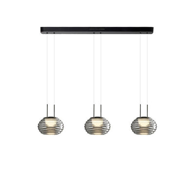 Italian Minimalist Water Ripple  Round Glass Long Bar Island Light 3-Light Chandelier