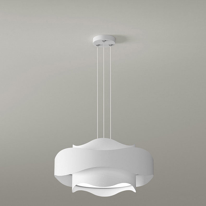 Contemporary Creative Wave Strip Round Iron Acrylic LED Island Light Chandelier For Dining Room