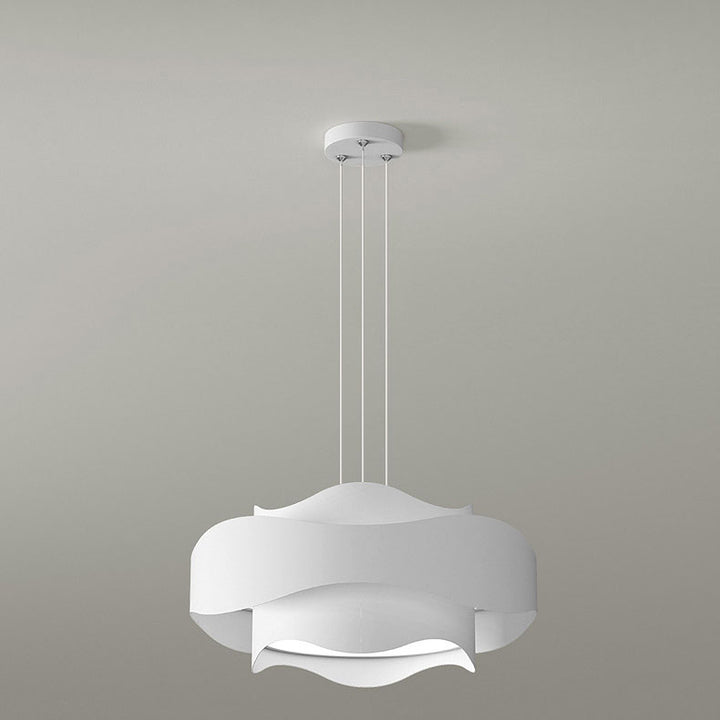 Contemporary Creative Wave Strip Round Iron Acrylic LED Island Light Chandelier For Dining Room