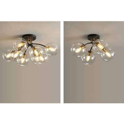 Plafonnier semi-encastré moderne en verre de luxe léger avec haricot magique rond 4/6/8 lumières 