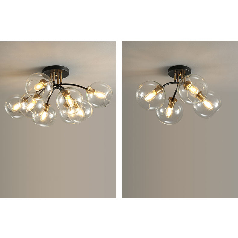 Plafonnier semi-encastré moderne en verre de luxe léger avec haricot magique rond 4/6/8 lumières 
