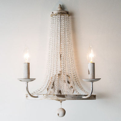 Vintage Rustic Iron Candelabra Crystal Decor 2-Light Wall Sconce Lamp