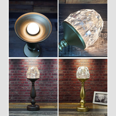 Lámpara de Mesa Táctil LED de Metal y Plástico con Columna Creativa Retro 