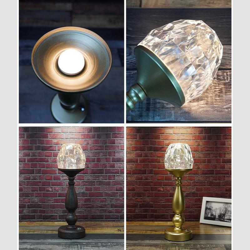 Lámpara de Mesa Táctil LED de Metal y Plástico con Columna Creativa Retro 