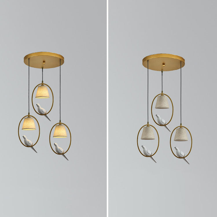 Nordic Minimalist Bird Fabric Circle 1/3 Light Island Light Chandelier