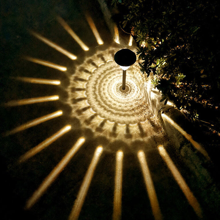 Luz Decorativa de Jardín Exterior LED Diseño de Sombra de Luz Divergente Circular Impermeable Solar 