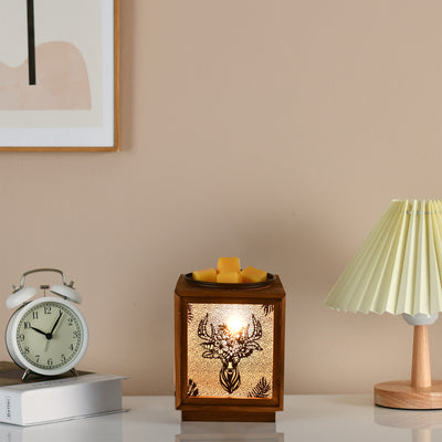 Lampe de table en cire fondue à 1 lumière carrée en bois créatif nordique 