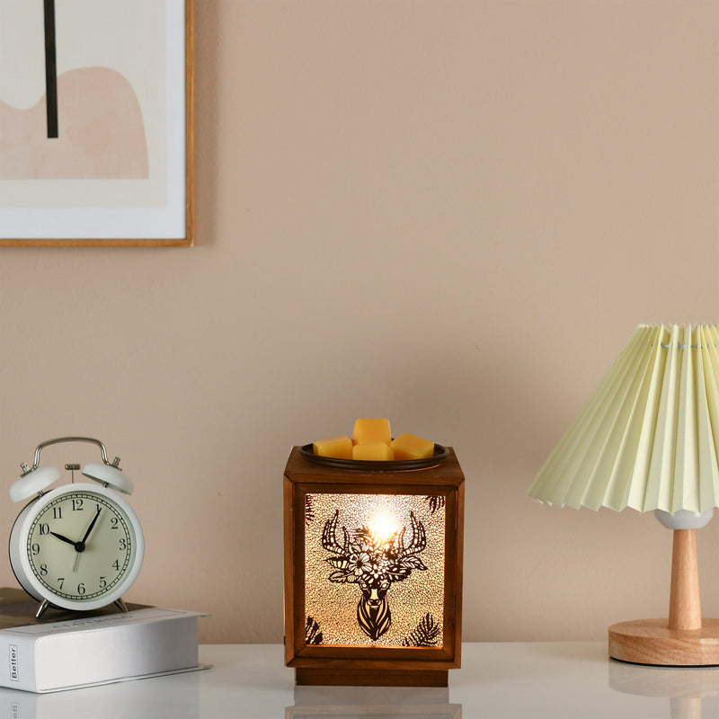 Lampe de table en cire fondue à 1 lumière carrée en bois créatif nordique 