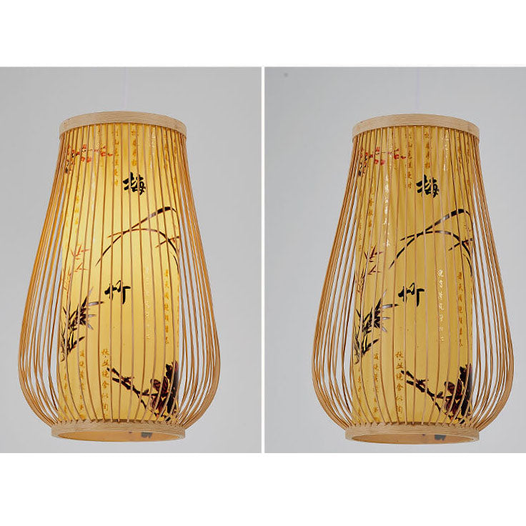 Modern Chinese Bamboo Weaving Gourd 1-Light Pendant Light