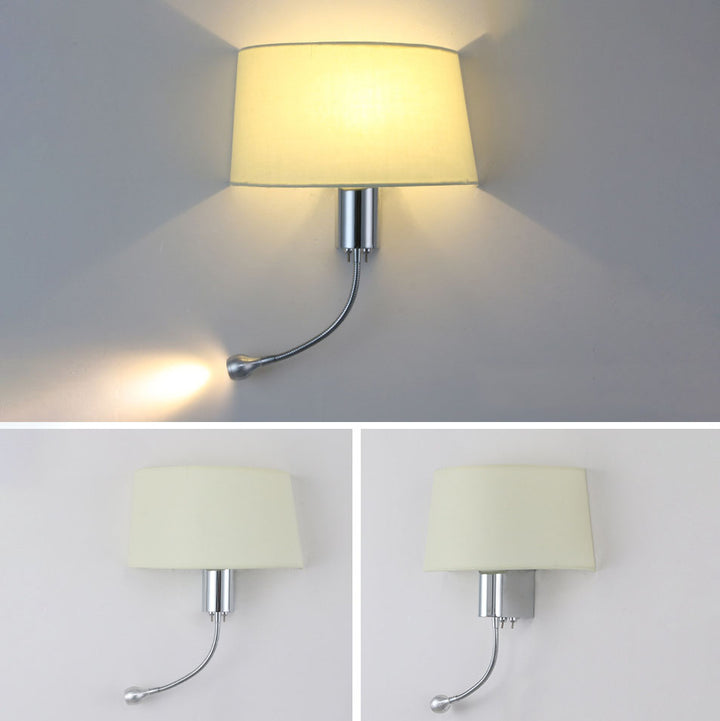 Aplique de pared de lectura de 1 luz con foco de hierro y tela de estilo minimalista moderno para sala de estar y dormitorio 