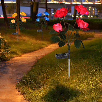 Solar Rose LED Outdoor Lawn Decorative Ground Plug Light