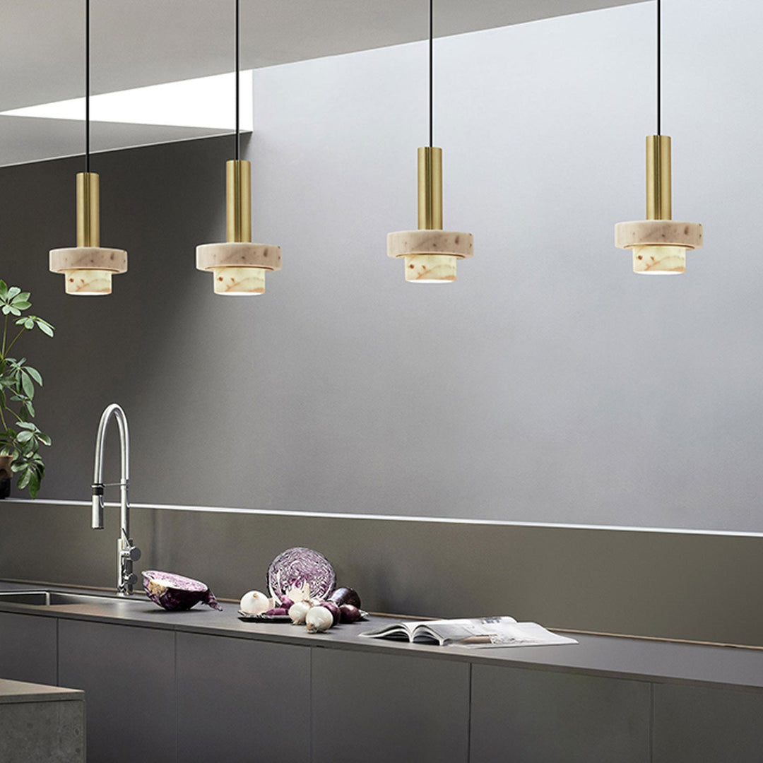 Suspension Luminaire en Métal et Marbre de Luxe Moderne à 1 Lumière 