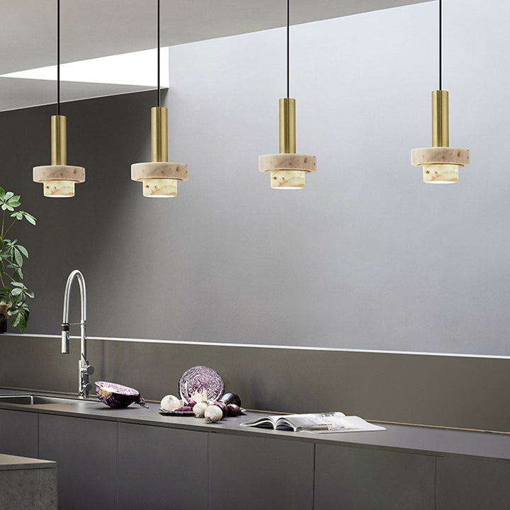 Suspension Luminaire en Métal et Marbre de Luxe Moderne à 1 Lumière 