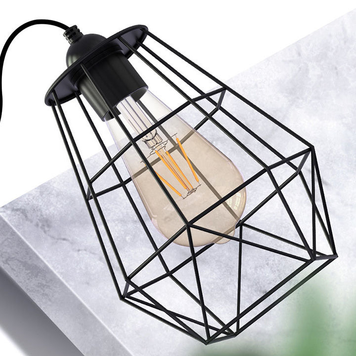 Lámpara colgante LED solar de exterior para patio, con diseño moderno minimalista de jaula geométrica en acero inoxidable y ABS 