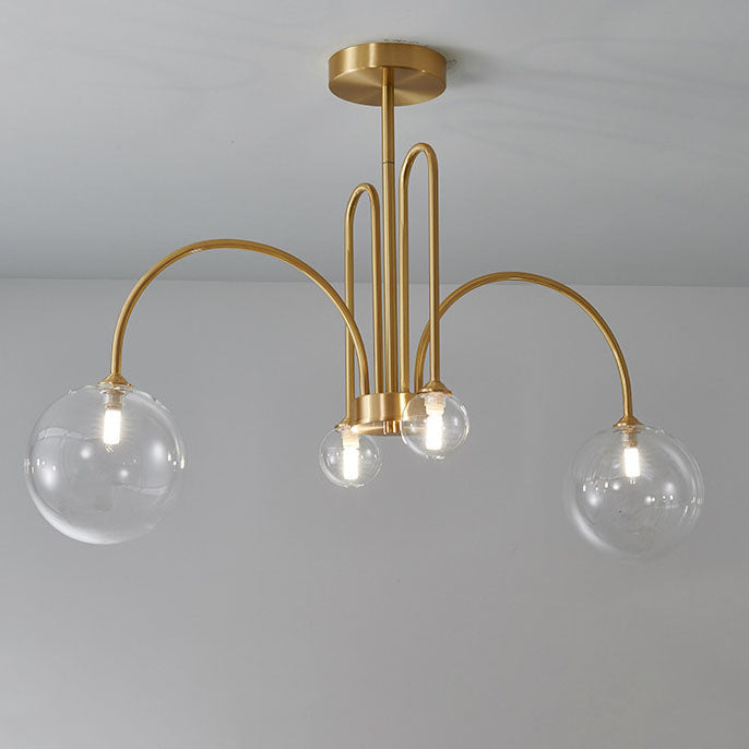 Modern Minimalist Glass Bubble Ball Brass 4/6/8 Light Chandelier