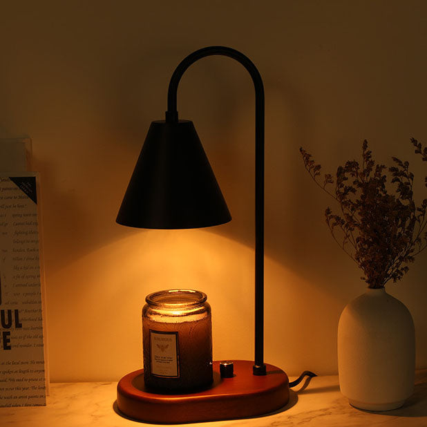 Modern Minimalist Iron Cone Wood 1-Light Dimming Melting Wax Table Lamp For Study