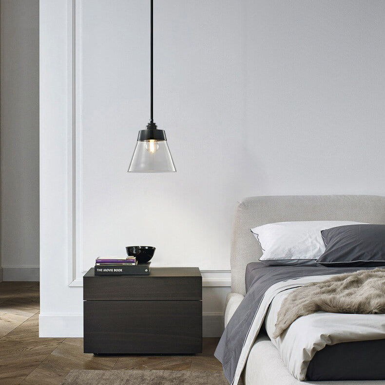 Simple Light Luxury Copper Glass Bell Shade 1-Licht-Pendelleuchte 