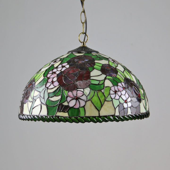 Luminaire suspendu à 1 lumière Tiffany Vintage Butterfly Rose Dome 