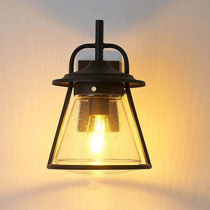 Waterproof Glass Cone Shade 1-Light Outdoor Wall Sconce Lamp