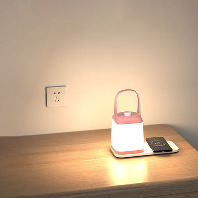Lampe de Table LED Rechargeable Sans Fil en ABS Portable avec Bocal Carré Créatif 