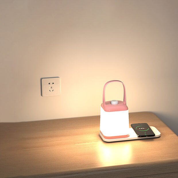 Lampe de Table LED Rechargeable Sans Fil en ABS Portable avec Bocal Carré Créatif 